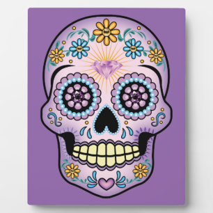 Placa Expositora Calavera de Azúcar Morada