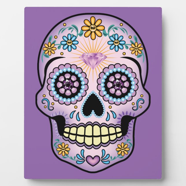 Placa Expositora Calavera de Azúcar Morada (Frente)