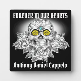 Placa Expositora Calavera de azúcar y Rosas en la plaza conmemorati