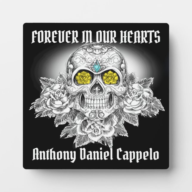 Placa Expositora Calavera de azúcar y Rosas en la plaza conmemorati (Frente)