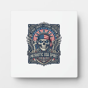 Placa Expositora Calavera de la libertad cibernética patriótica Fut