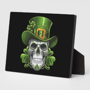 Placa Expositora Calavera Día de San Patricio Trébol