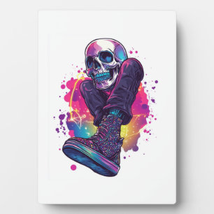 Placa Expositora Calavera divertida de Disco de los 70 Boogie Bones