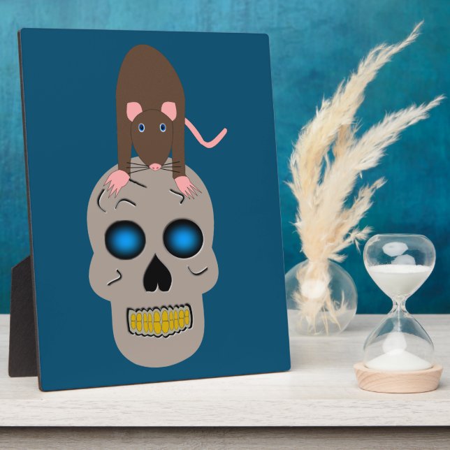 Placa Expositora Calavera gótica y Rat Halloween (Lado)