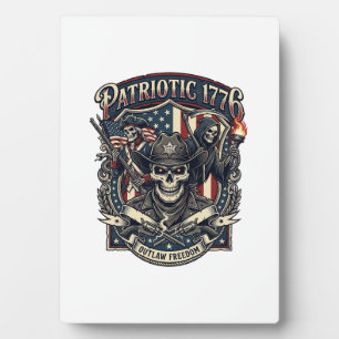 Placa Expositora Calavera Patriota Fuera de la Ley Sheriff Patriota