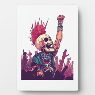Placa Expositora Calavera Punk Divertida Concierto de Rock N� Skull