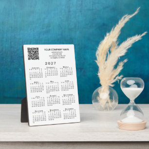 Placa Expositora Calendario 2027 Texto Código QR de Negocios Escrit