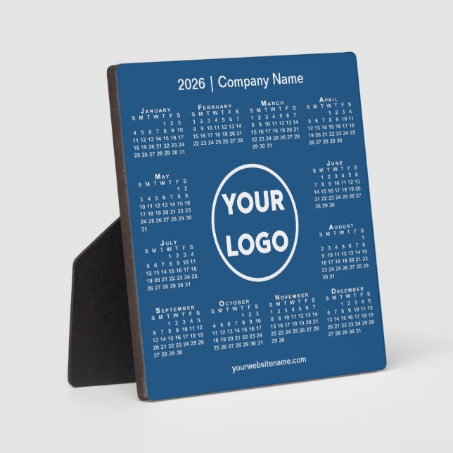 Placa Expositora Calendario de 2026 Logo de la compañía Blue Busine (Anverso)