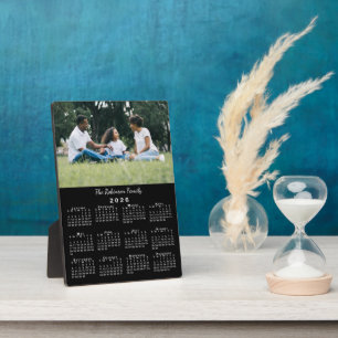 Placa Expositora Calendario de escritorio negro 2026 con foto y nom