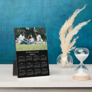 Placa Expositora Calendario de escritorio negro con nombre de foto 