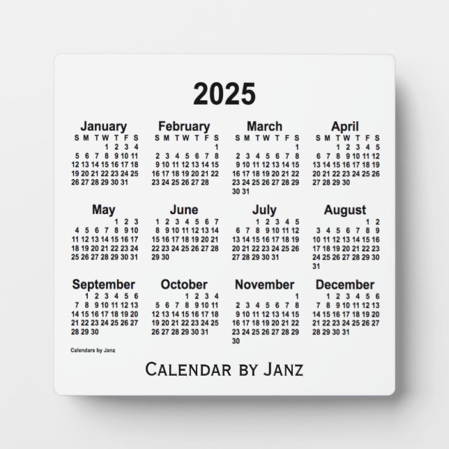 Placa Expositora Calendario de la Mesa Blanca 2025 por Janz (Frente)