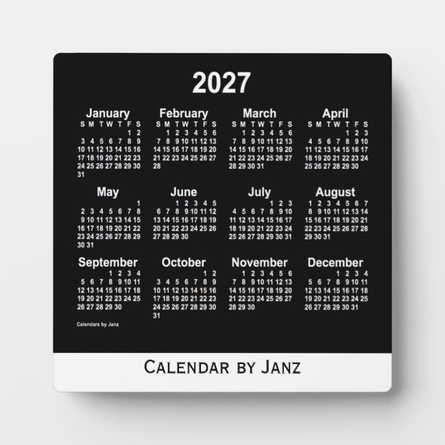 Placa Expositora Calendario Neon White Desk 2027 de Janz (Frente)