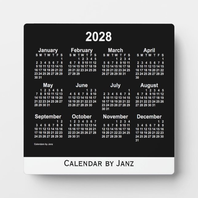 Placa Expositora Calendario Neon White Desk 2028 de Janz (Frente)