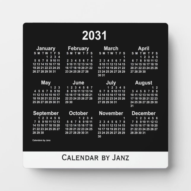 Placa Expositora Calendario Neon White Desk 2031 de Janz (Frente)