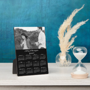 Placa Expositora Calendario Personalizado 2027 Negro con Foto y Nom