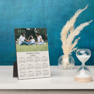 Placa Expositora Calendario personalizado con foto 2027 beige para 