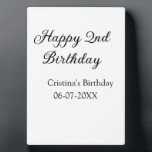 Placa Expositora caligrafía simple mínimo feliz segundo cumpleaños<br><div class="desc">diseño</div>