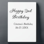 Placa Expositora caligrafía simple mínimo feliz segundo cumpleaños<br><div class="desc">diseño</div>