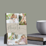 Placa Expositora Calligrafía de Abuela 4 Foto Beige Tabletop Plaque<br><div class="desc">Regalo personalizado de 4 placas fotográficas para tu Abuela, que puedes personalizar con tu mensaje personalizado, como te amo y tu nombre. La plantilla de la foto mostrará tus imágenes en un pequeño collage de fotos de 2x paisajes y 2x retratos. Abuela está escrita en una elegante caligrafía rápída. El...</div>