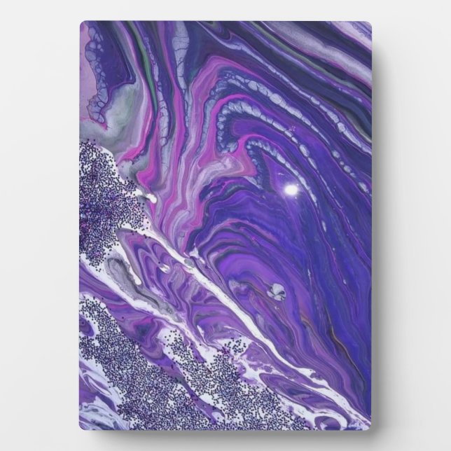 Placa Expositora Calm River Acrylic Pour Painting Plaque