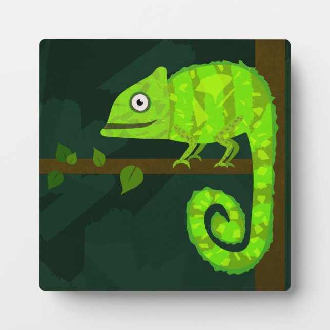 Placa Expositora Camaleón lindo verde (Frente)