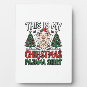 Placa Expositora Camisa de pijama de Navidad Cerdo Lindo Vector Des