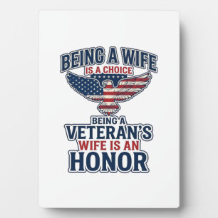 Placa Expositora Camiseta Águila Patriótica Honor Esposa de Veteran