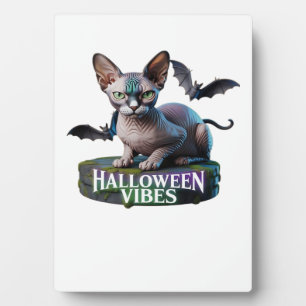 Placa Expositora Camiseta clásica Aura de Halloween de gato esfinge