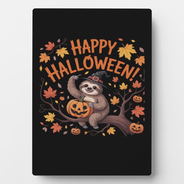 Placa Expositora Camiseta clásica Sloth Halloween Day (Frente)