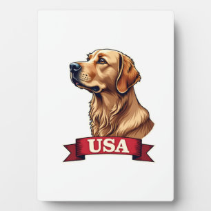 Placa Expositora Camiseta con grabado de Golden Retriever Vintage U