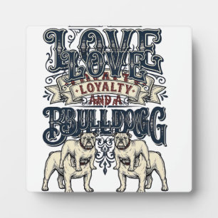 Placa Expositora Camiseta de amor de Bulldog Grabado vintage cita d