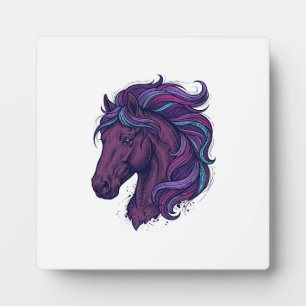 Placa Expositora Camiseta de arte de cabeza de caballo colorida gra