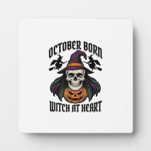 Placa Expositora Camiseta de Bruja de Octubre Cumpleaños de Hallowe