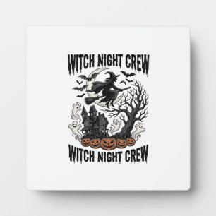 Placa Expositora Camiseta de Bruja Vintage Noche de Coven de Hallow