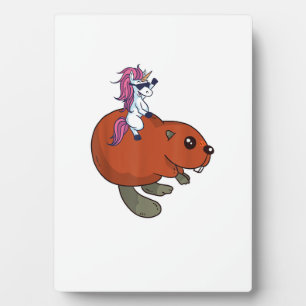 Placa Expositora Camiseta de castor divertido unicornio amante de c