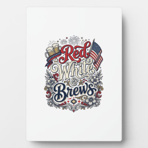 Placa Expositora Camiseta de cerveza patriótica Red White & Brews D