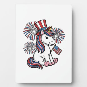 Placa Expositora Camiseta de fuegos artificiales de unicornio patri