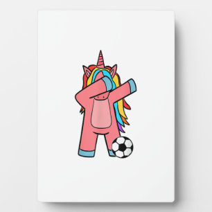 Placa Expositora Camiseta de fútbol chica mujeres fútbol unicornio