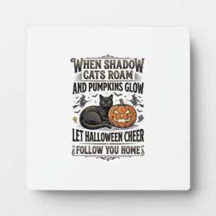 Placa Expositora Camiseta de gato negro de Halloween con grabado de