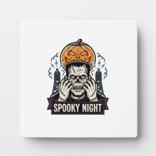 Placa Expositora Camiseta de Halloween de monstruo con grabado de l