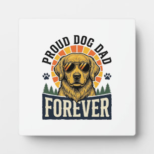 Placa Expositora Camiseta de Papá Perro Diseño Retro de Golden Retr