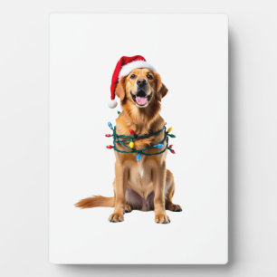 Placa Expositora Camiseta de perro de Navidad, Papá Noel Retriever 
