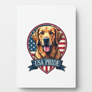 Placa Expositora Camiseta de perro vintage orgullo USA Golden Retri