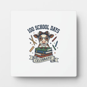 Placa Expositora Camiseta de Profesora de Escuela de 100 Días Vaca
