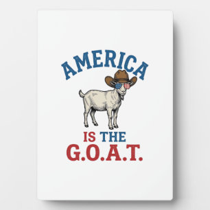 Placa Expositora Camiseta de vaquero de cabra patriótica América es