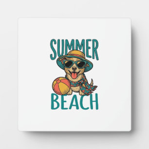 Placa Expositora Camiseta Diseño Perro Playa Verano Gafas Vintage_1