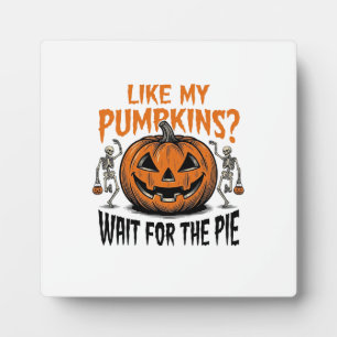 Placa Expositora Camiseta Divertida de Calabaza Esqueleto Halloween