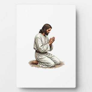 Placa Expositora Camiseta Fe Grabado Vintage Manos de Jesús Orando 