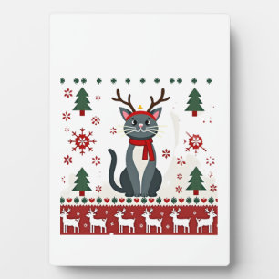 Placa Expositora Camiseta Fea de Navidad Gato Reno