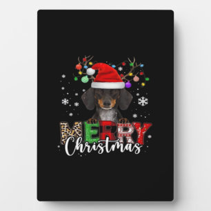 Placa Expositora Camiseta grande de perro salchicha Santa Feliz Nav